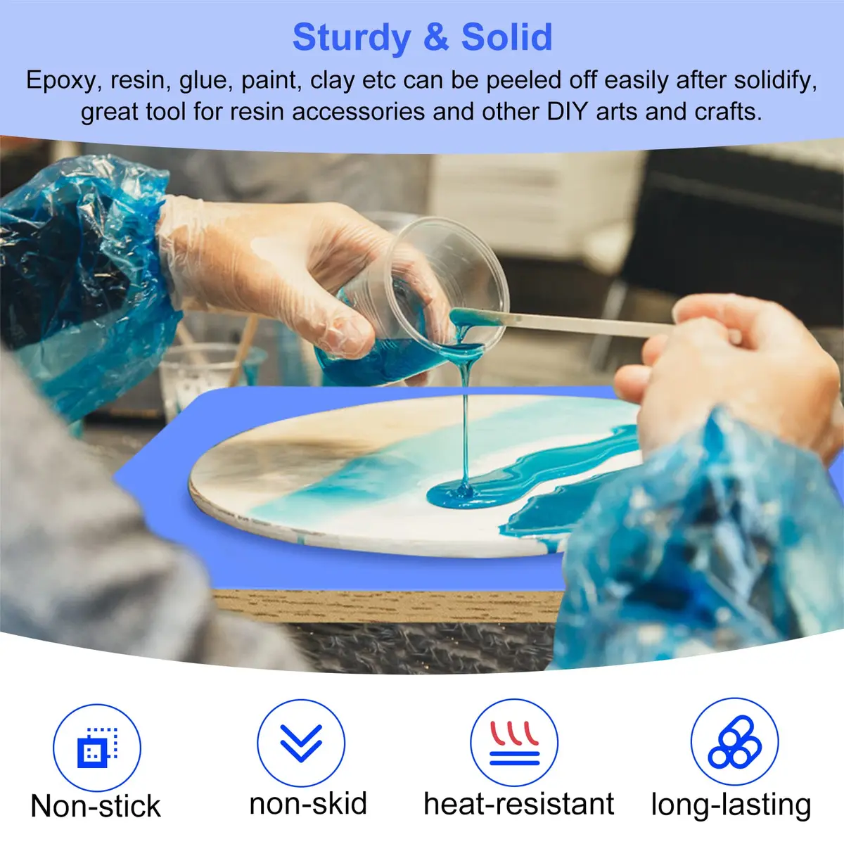 JDiction Resin Leveling Table for Epoxy - 40.64 x 30.48cm (16"x 12") | Adjustable Height & Angle Feet, Nonstick Surface for Art Projects - view 7