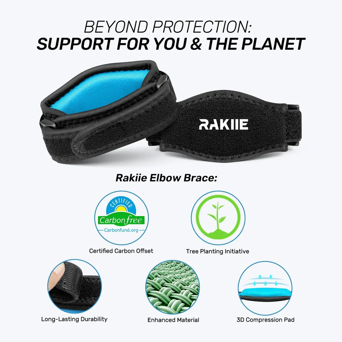 Rakiie 2 Pack Tennis Elbow Brace with Adjustable Strap | Support for Tennis & Golf (enables full range) - view 4