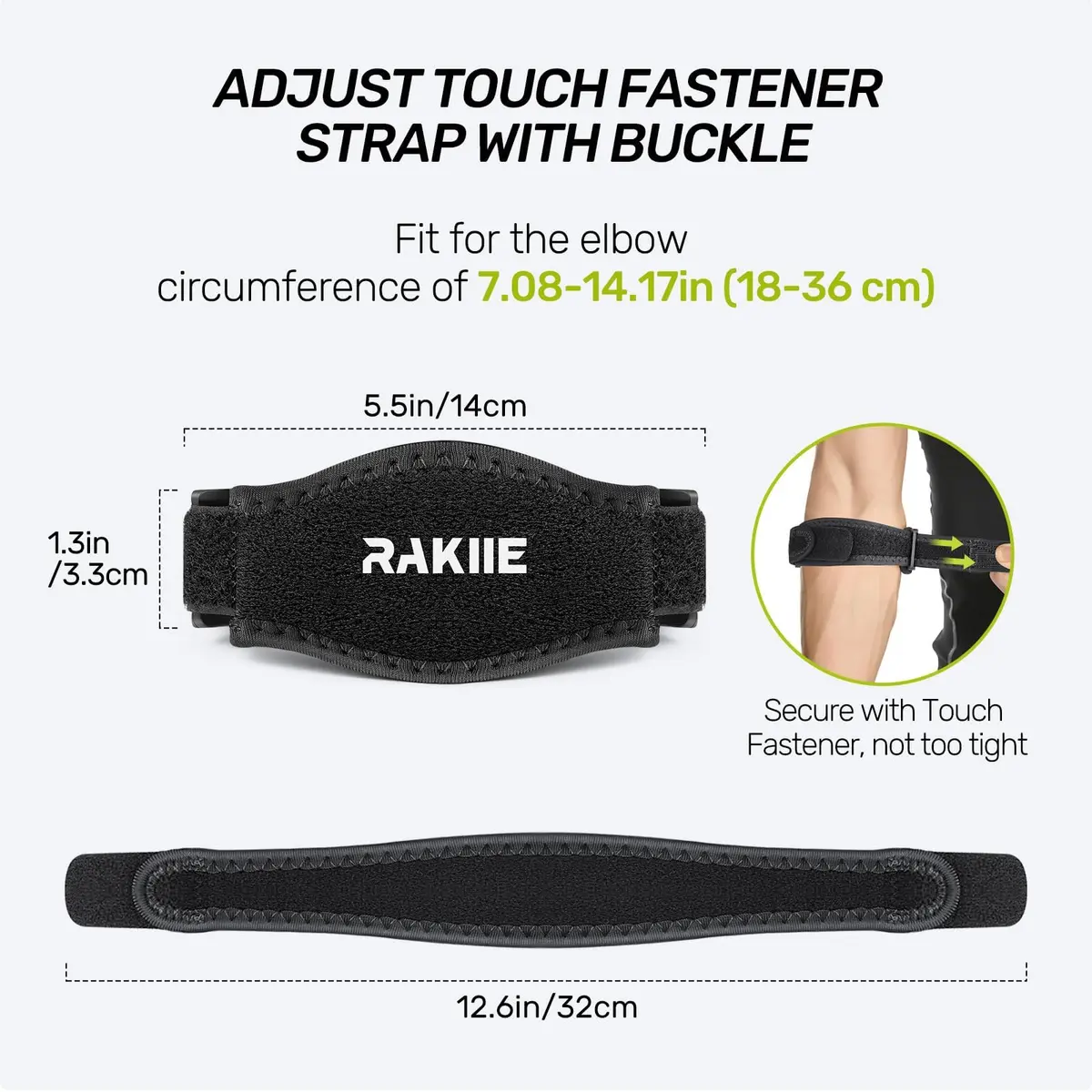 Rakiie 2 Pack Tennis Elbow Brace with Adjustable Strap | Support for Tennis & Golf (enables full range) - view 5