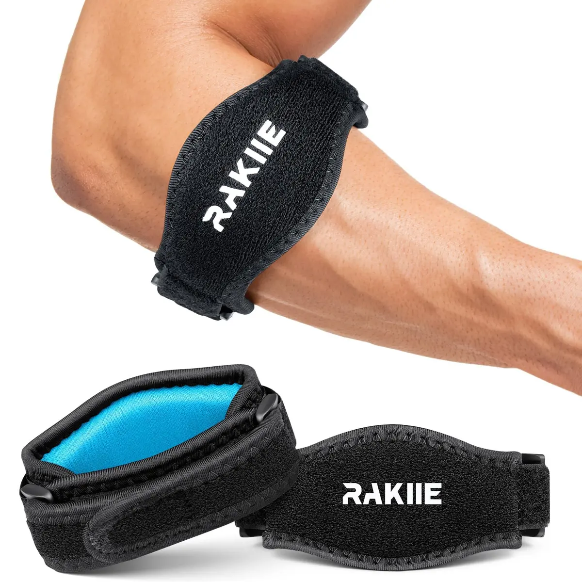 Rakiie 2 Pack Tennis Elbow Brace with Adjustable Strap | Support for Tennis & Golf (enables full range) - main product image