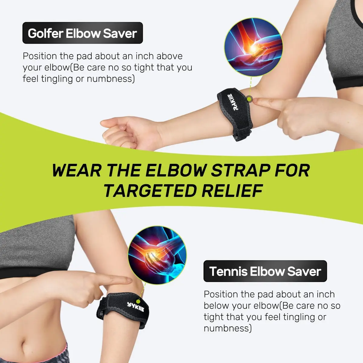 Rakiie 2 Pack Tennis Elbow Brace with Adjustable Strap | Support for Tennis & Golf (enables full range) - view 3