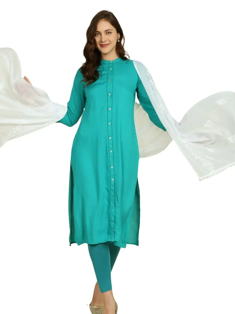 DUPATTA BAZAAR Embroidered Chiffon Dupatta with Pom Pom Lace, 2.4 meters (94.5 inches) | White - view 7