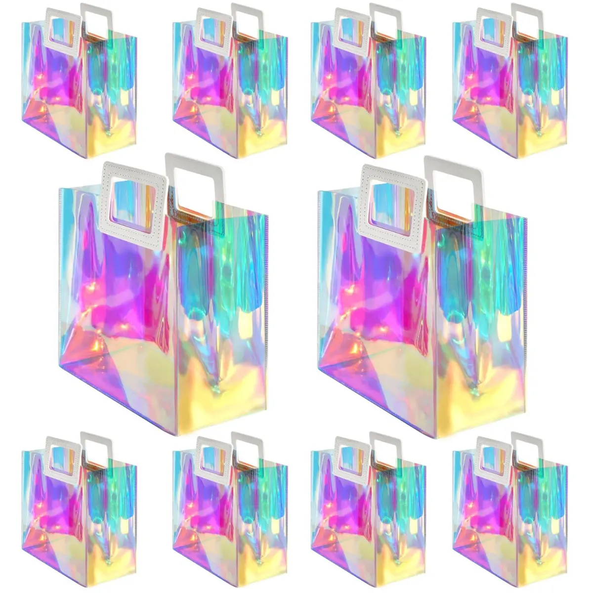 VUOJUR 8.3'' Holographic Gift Bags Pack of 10 | Reusable Birthday Gift Wrap - main product image