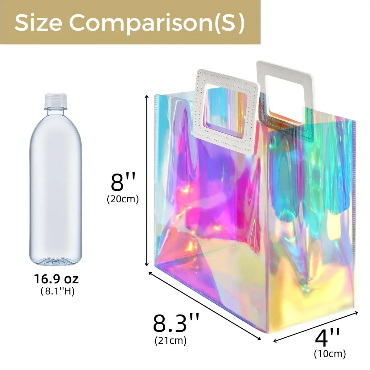 VUOJUR 8.3'' Holographic Gift Bags Pack of 10 | Reusable Birthday Gift Wrap - view 6