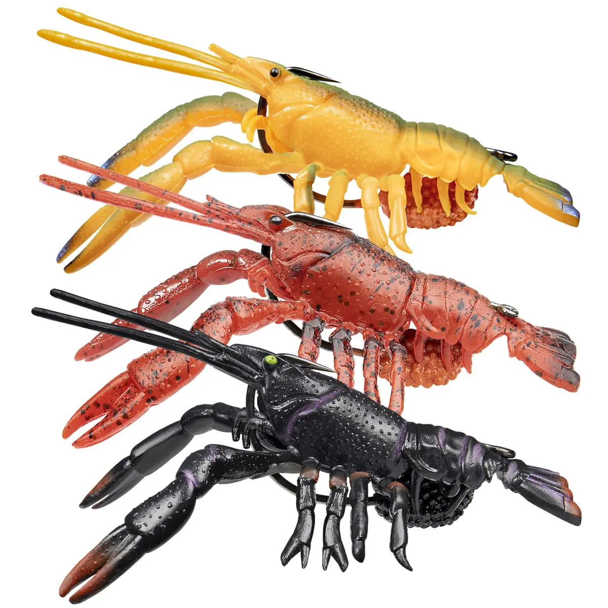 TRUSCEND Pre-Rigged Fishing Jigs 6.3cm (2.5in) Set of 3 | Lifelike Soft Crayfish Swimbait for Trout, Crappie, Walleye - main product image