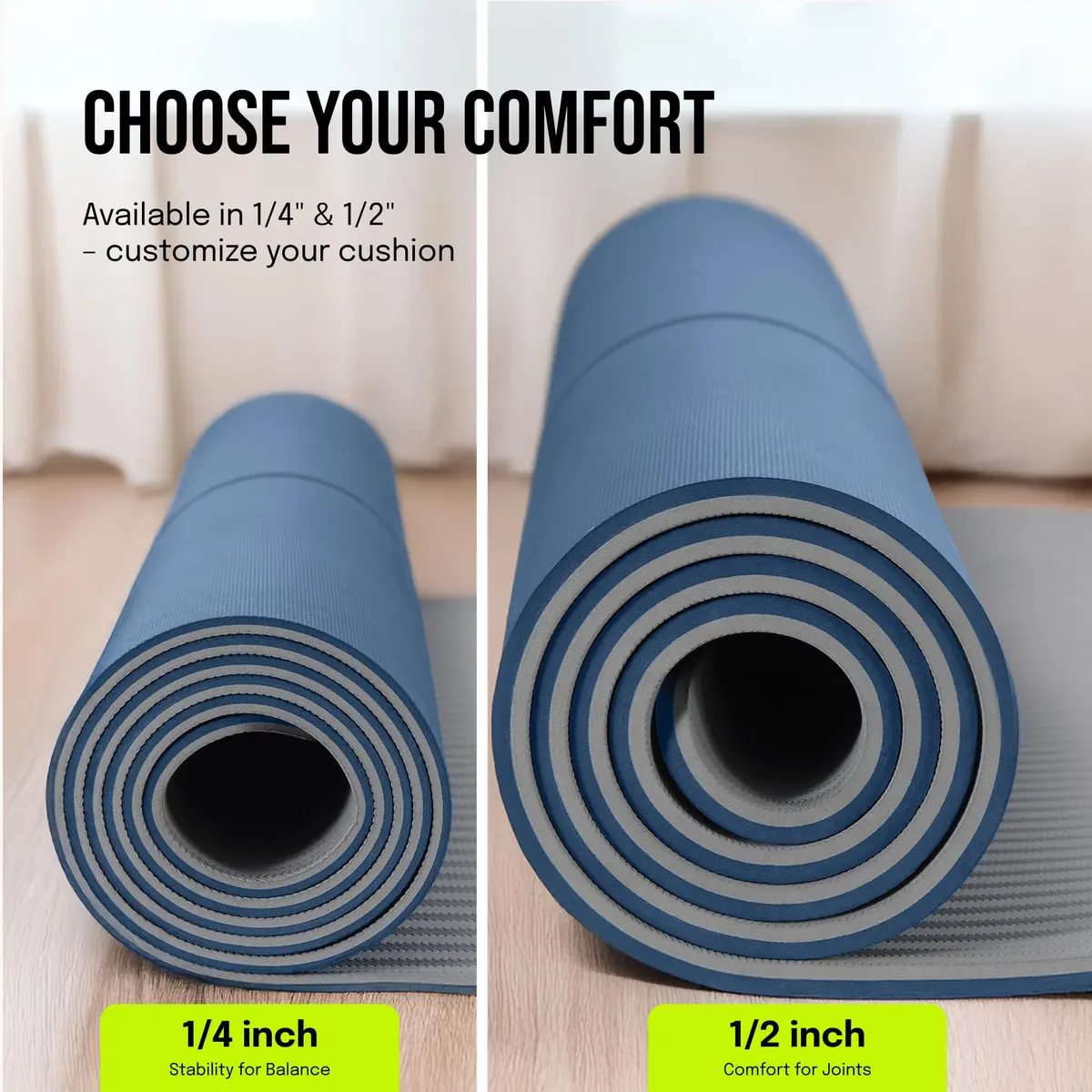 Gogokiwi Extra Wide Yoga Mat for Men Women 72"L x 36"W x 0.64cm (1/4") Thick | Non Slip Fitness & Exercise Mat with Alignment Marks - view 3