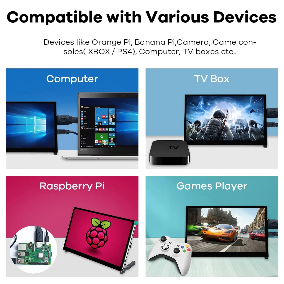 Hosyond 10.1" IPS LCD Capacitive Touch Screen Monitor 1024x600 | Dual Speakers & HDMI Input - view 7