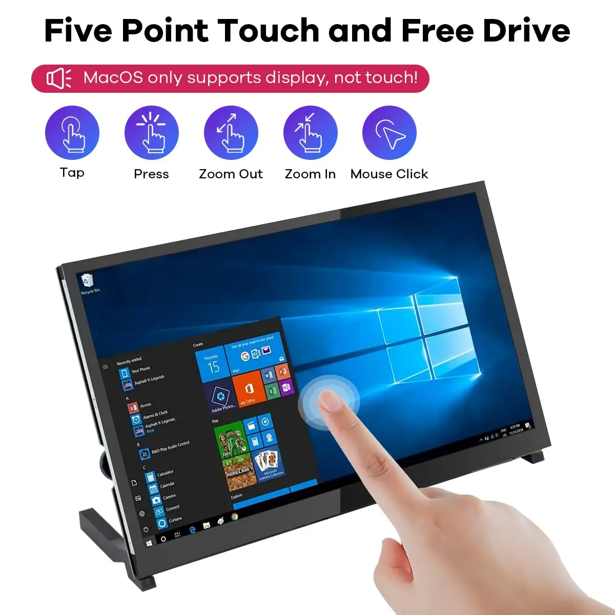 Hosyond 10.1" IPS LCD Capacitive Touch Screen Monitor 1024x600 | Dual Speakers & HDMI Input - view 2