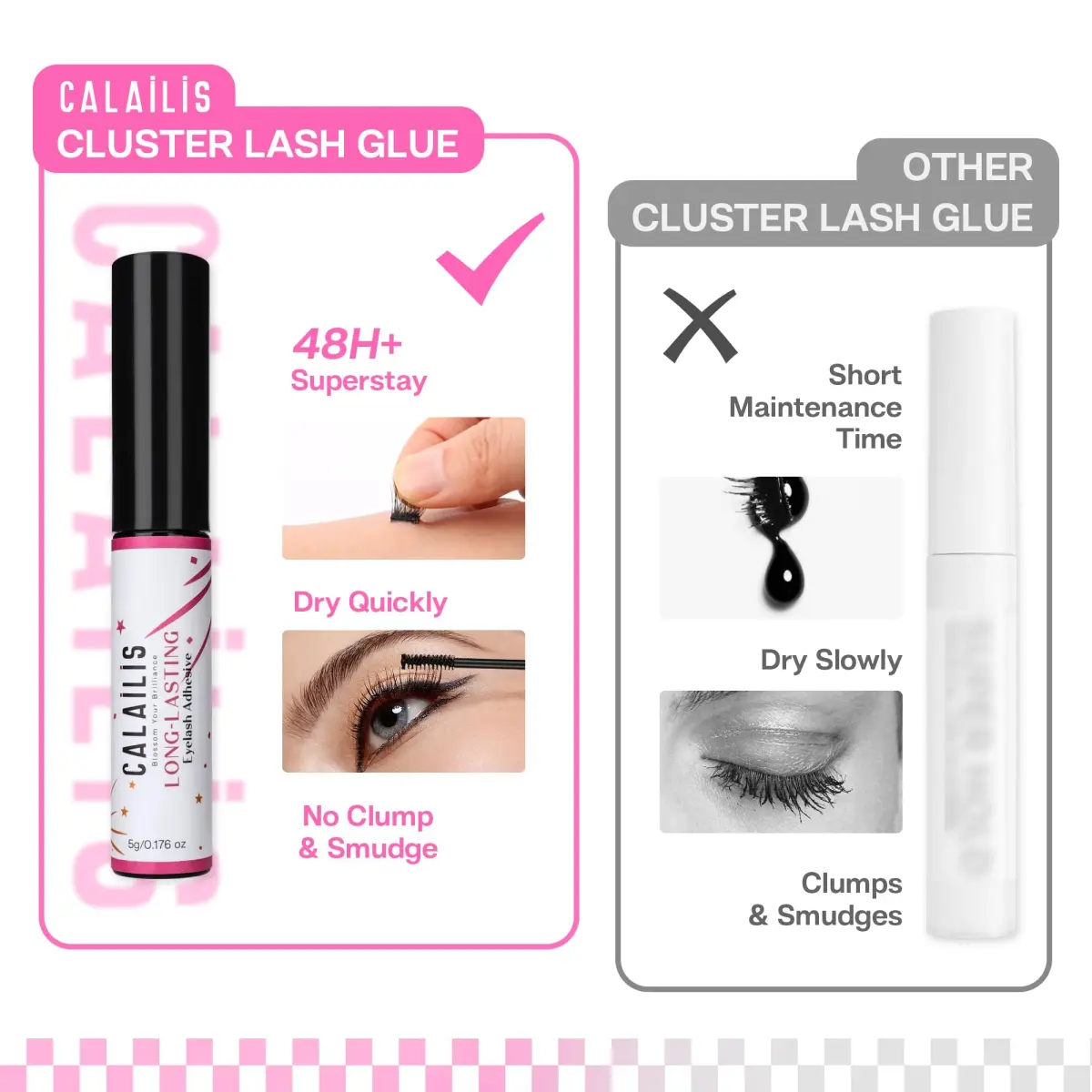 CALAILIS Cluster Lash Glue 2 Pack | Super Strong Hold for 48 Hours - view 5