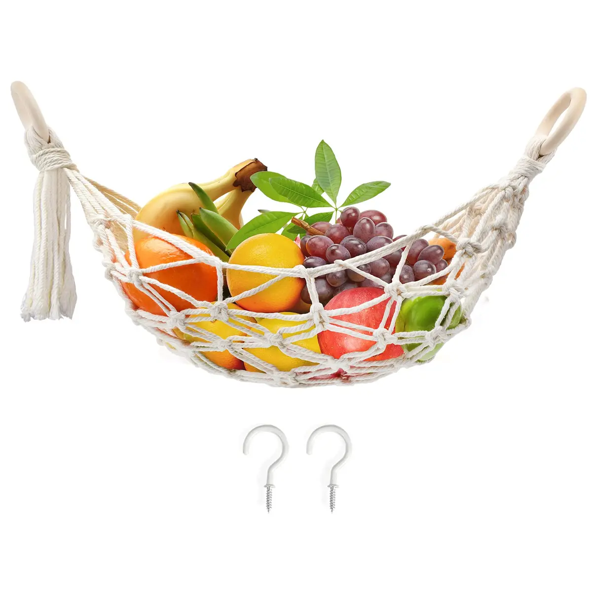 Motarna Hanging Fruit Hammock 22'' L | Handwoven Cotton Basket for Kitchen & Camping - main product image
