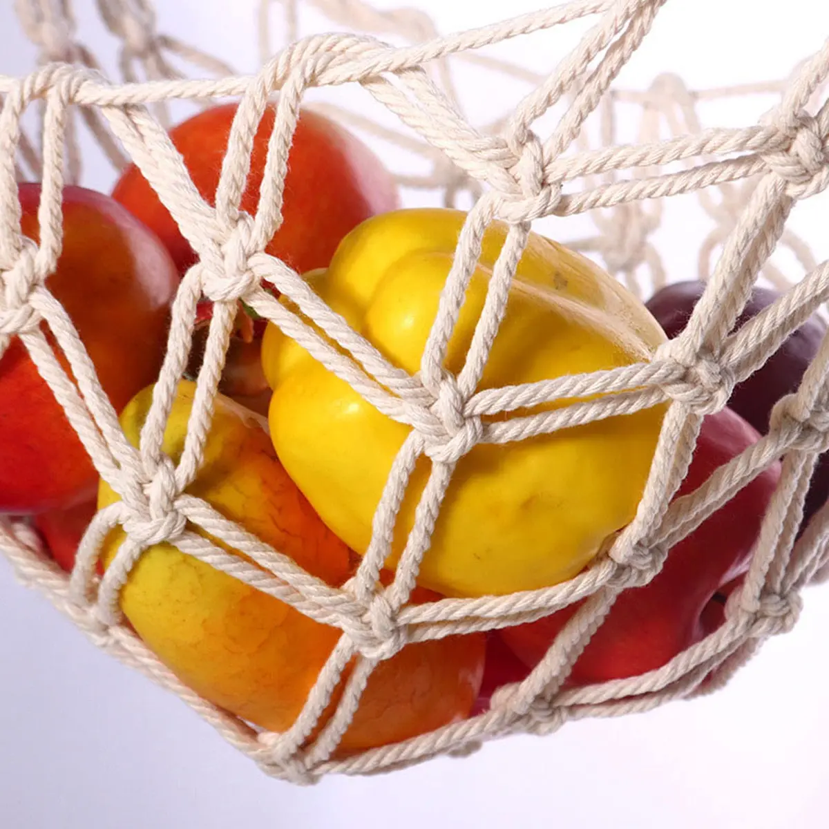 Motarna Hanging Fruit Hammock 22'' L | Handwoven Cotton Basket for Kitchen & Camping - view 5