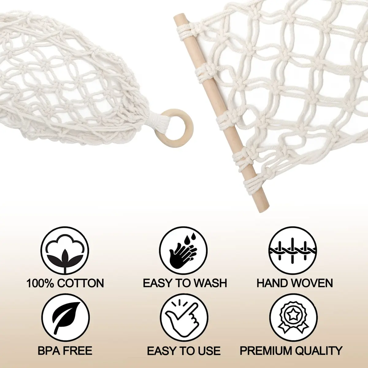 Motarna Hanging Fruit Hammock 22'' L | Handwoven Cotton Basket for Kitchen & Camping - view 3