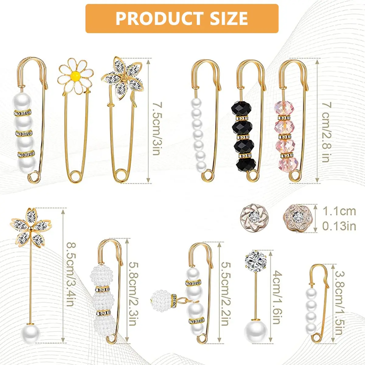 SANNIDHI Red Pearl Brooch Safety Pins for Women & Girls | 17-Piece Set - view 2
