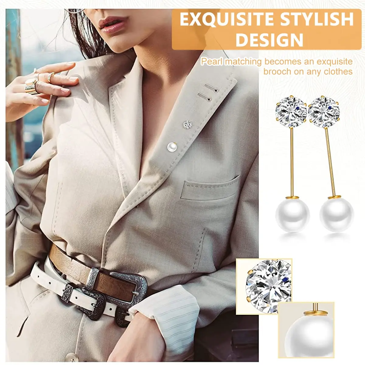 SANNIDHI Red Pearl Brooch Safety Pins for Women & Girls | 17-Piece Set - view 4