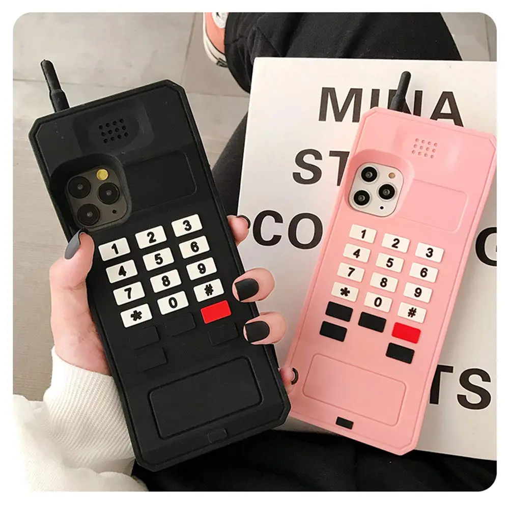 UnnFiko Retro Cellphone Silicone Case for iPhone 14 (6.1-inch) | Fun Stand Feature - view 3
