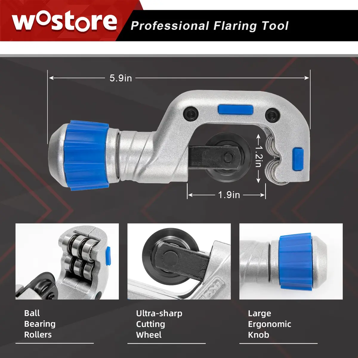 Wostore Flaring Tools Set 15 Sizes | Durable HVAC & Refrigeration Flare Kit with Tube Cutter & Reamer - view 7