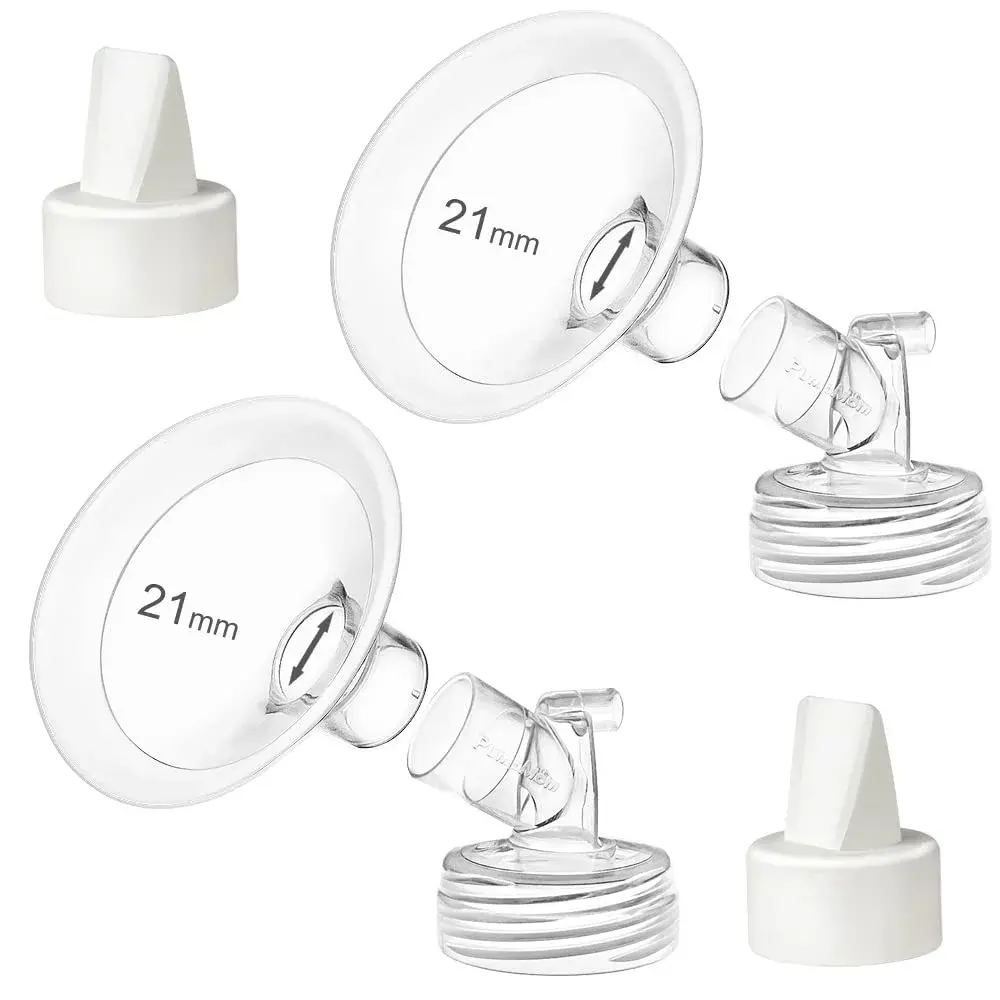 PumpMom-us 21mm Oval Flange & Valve Set for Spectra S2/S1/9+ Breast Pumps | BPA-Free Polypropylene & Silicone - main product image