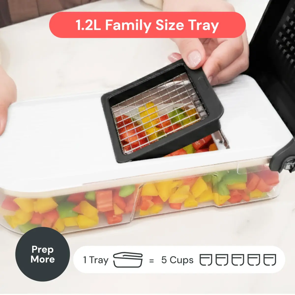Fullstar 6-in-1 Vegetable Chopper & Mandoline Slicer with Container | 1.2L Capacity, 6 Stainless Steel Blades, White/Black - view 6