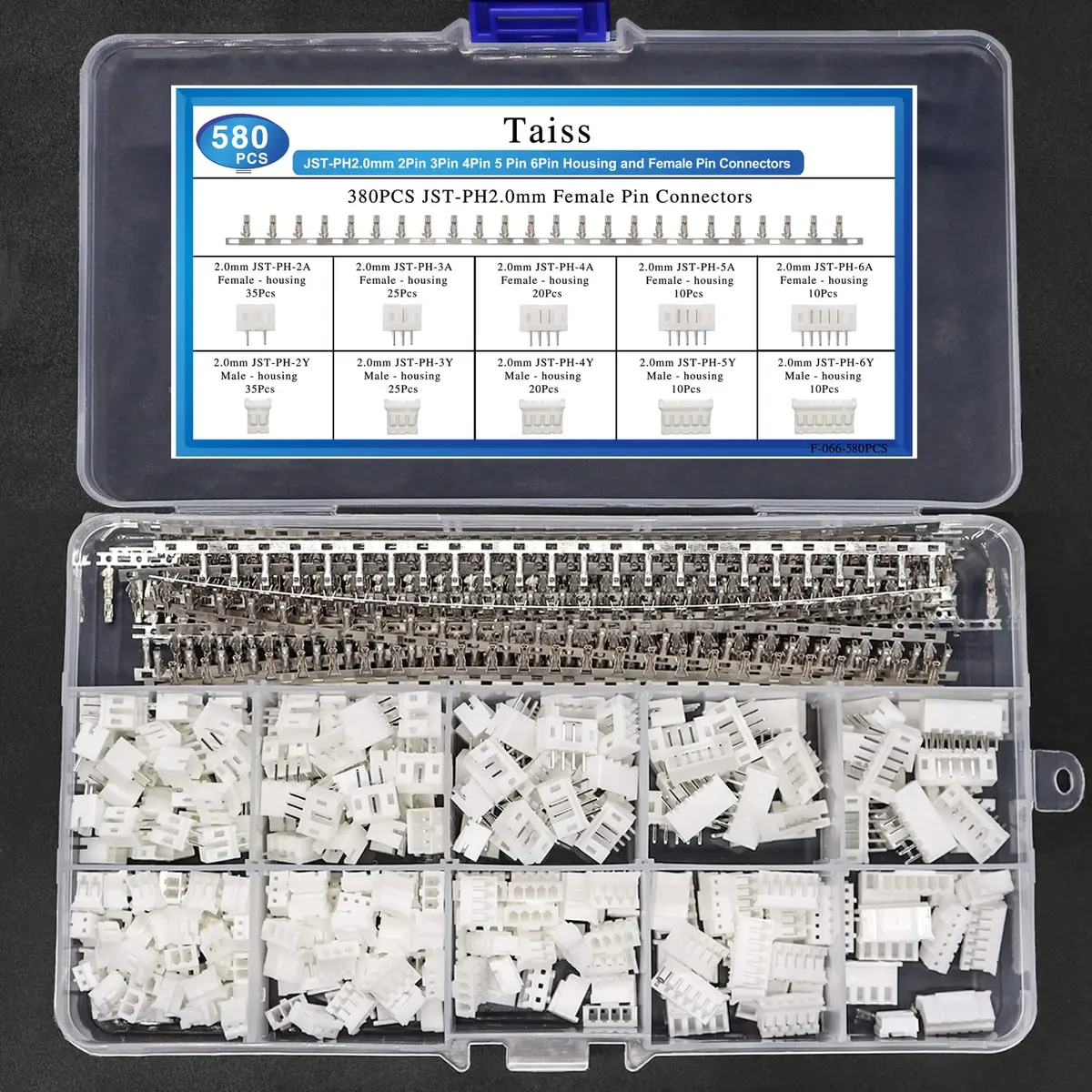 Taiss JST PH Connector Kit 580PCS 2.0mm | Widely Used in Household & Electronics - view 6