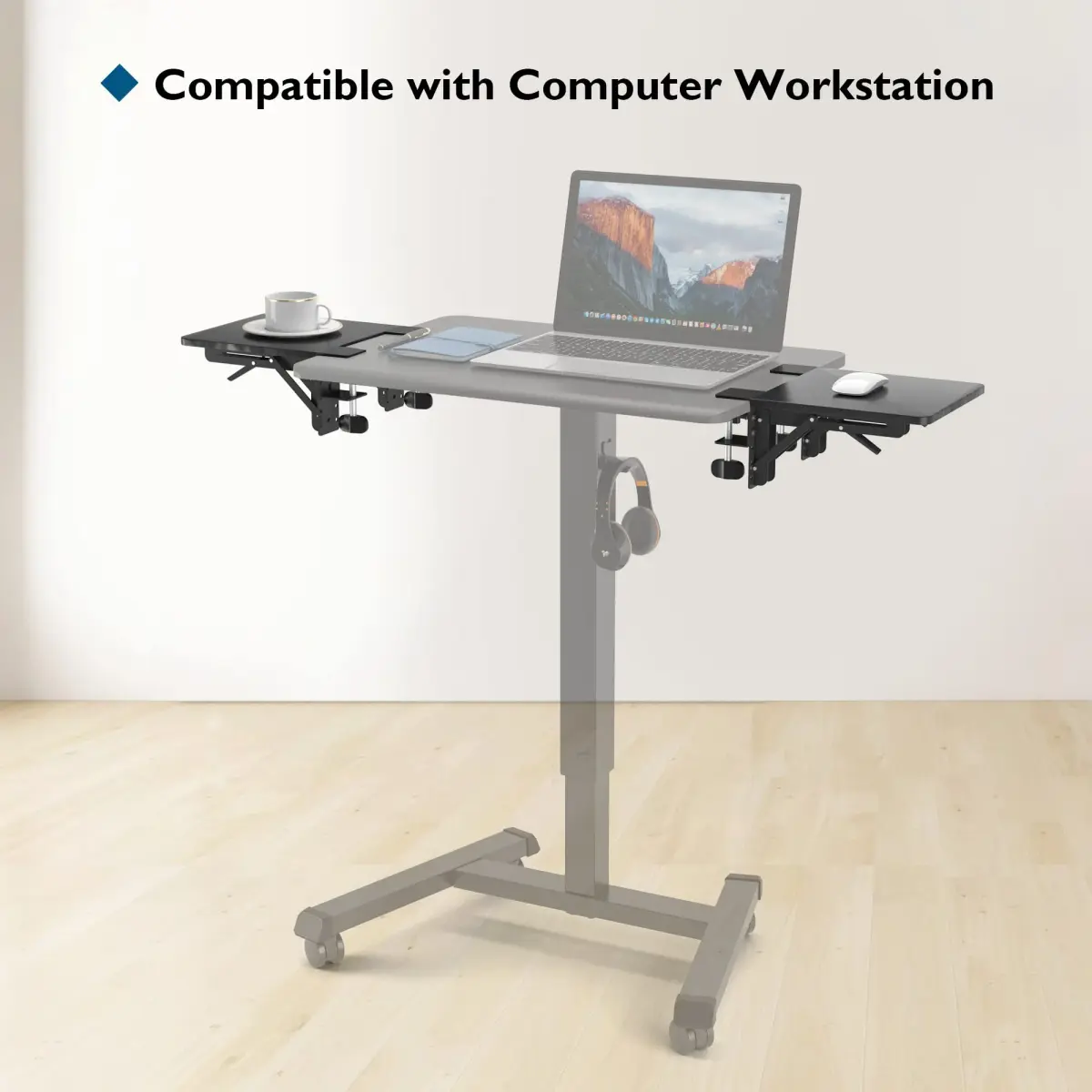 BONTEC Ergonomic Desk Extender Tray 9.5"x9.1" (24cmx23cm) Black | Clamp-on Keyboard and Mouse Shelf for Enhanced Workspace - view 5