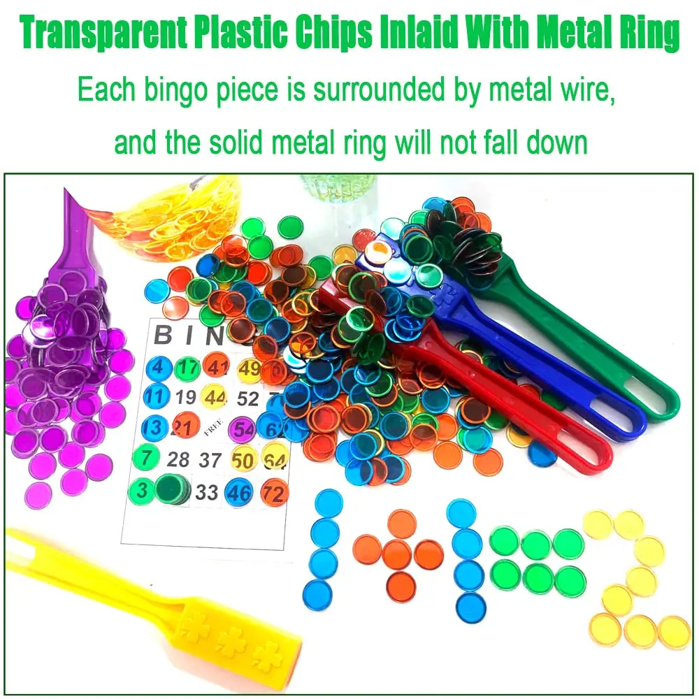 Dacefloy Magnetic Wands and Bingo Chips Set Magnet Wand 100 Multicolour Metal Ringed Discs Kids Science STEM Kit Learning Accessories Family Game Night Tokens - view 3