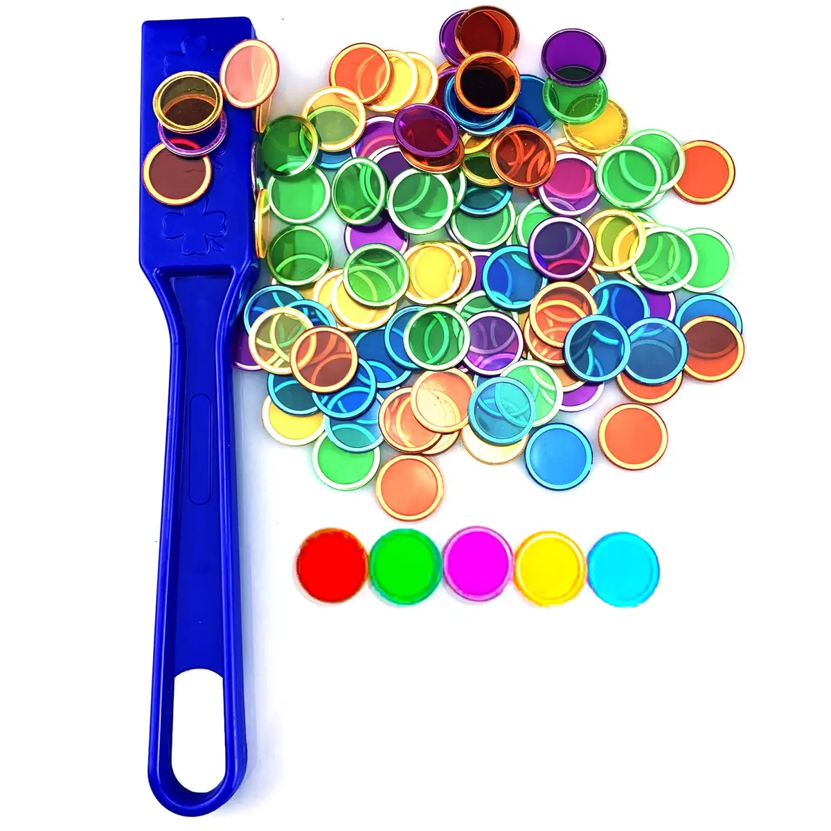 Dacefloy Magnetic Wands and Bingo Chips Set Magnet Wand 100 Multicolour Metal Ringed Discs Kids Science STEM Kit Learning Accessories Family Game Night Tokens - main product image