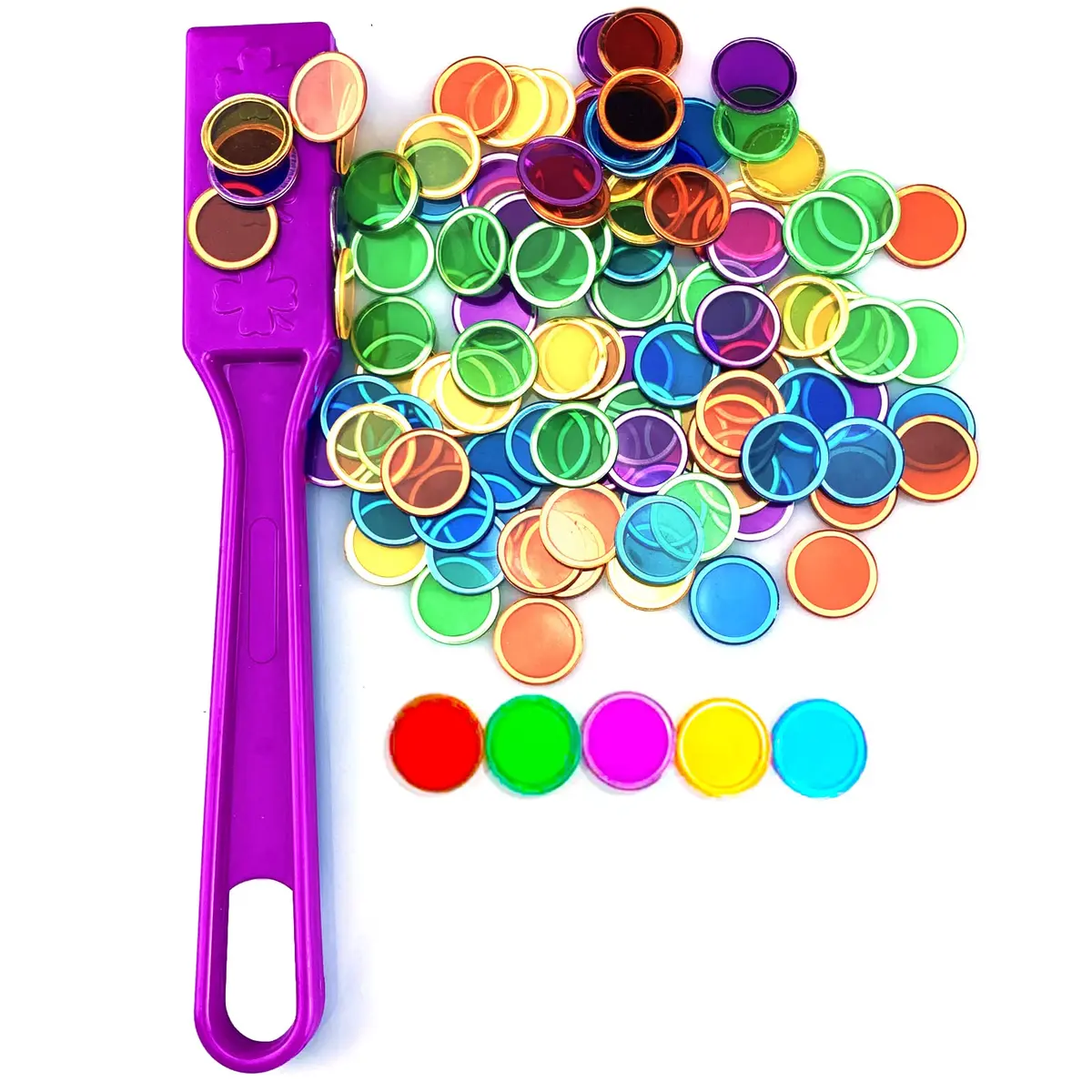 Dacefloy Magnetic Wands and Bingo Chips Set Magnet Wand 100 Multicolour Metal Ringed Discs Kids Science STEM Kit Learning Accessories Family Game Night Tokens - main product image