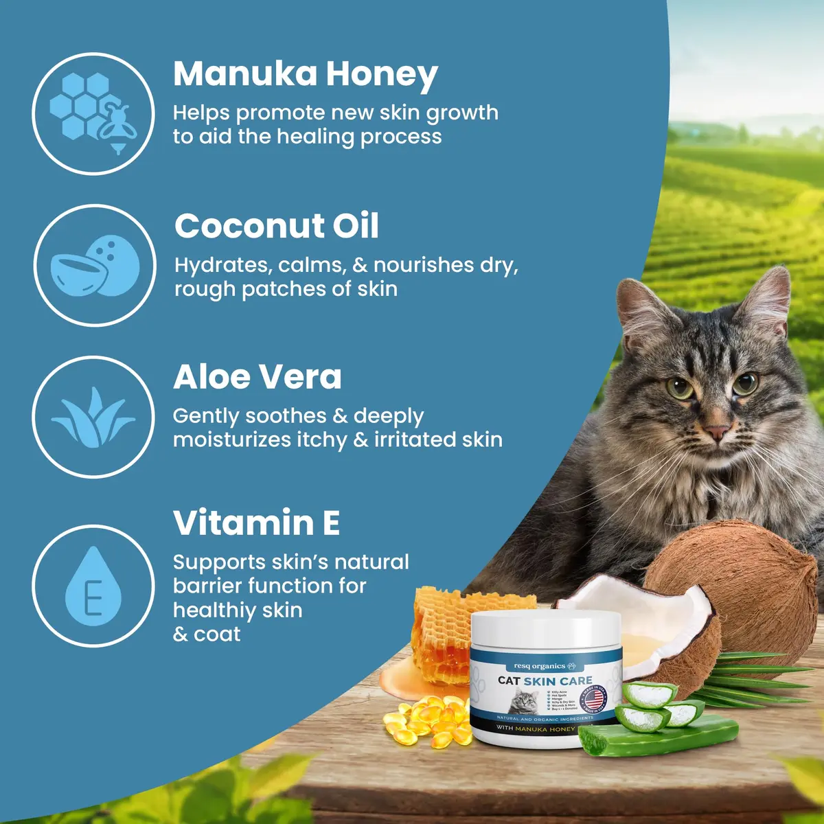 ResQ Organics Cat Paw Balm 4 oz | Soothes & Hydrates Dry Skin & Hotspots - view 2