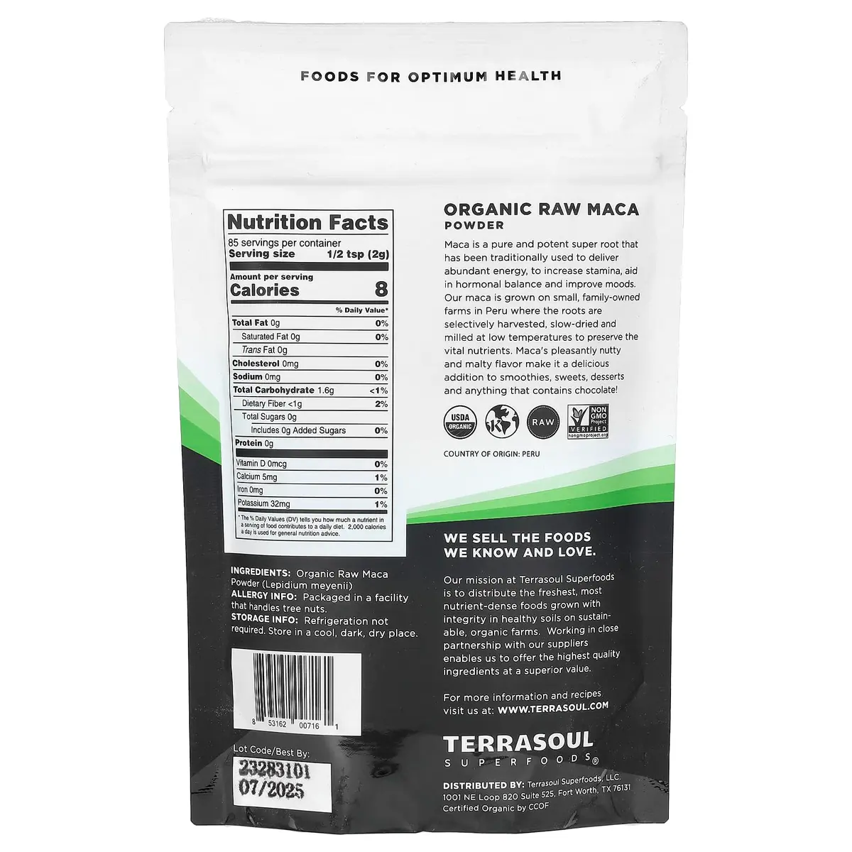 Terrasoul Superfoods Organic Raw Maca Powder 6 Oz | Supports Energy & Stamina - view 2