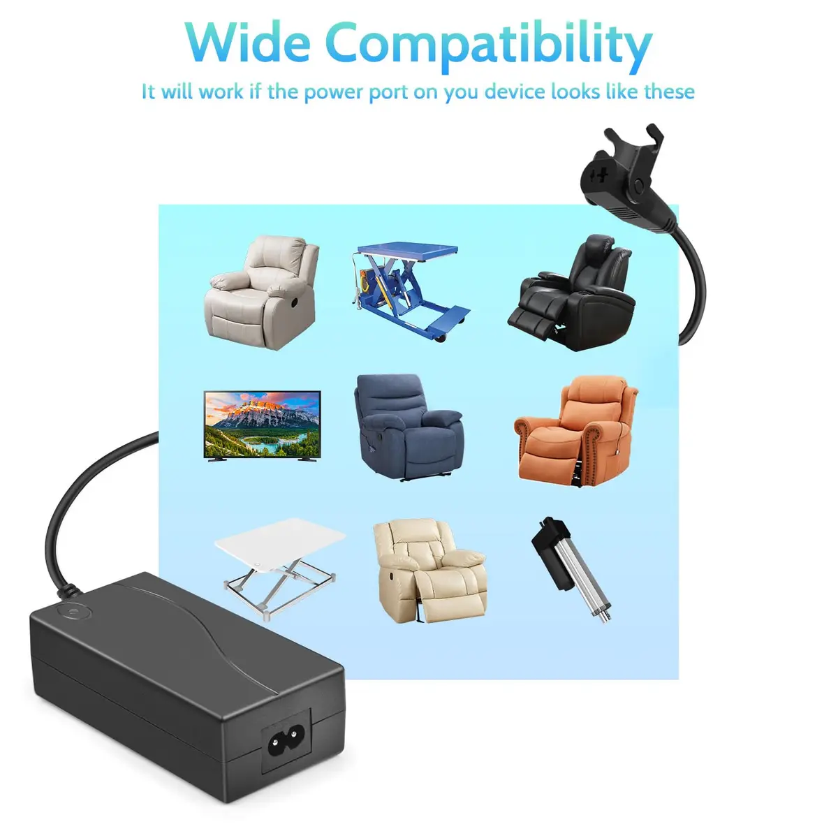Sopito Power Supply for Recliner 29V 58W | AC/DC Adapter with 3 Cables for Lift Chairs - view 4