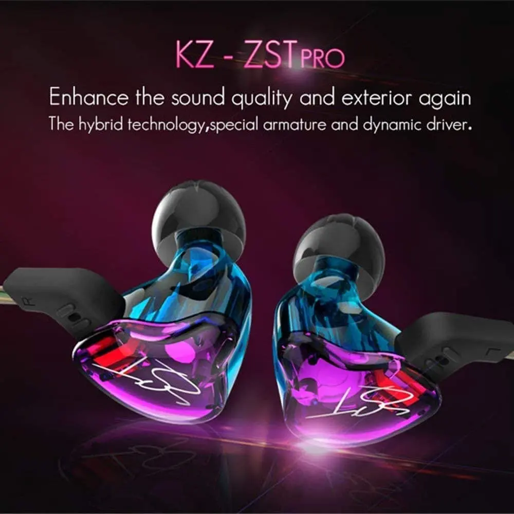 EZ EAR KZ ZST In Ear Monitor Headphone Hybrid 1BA+1DD Wired Earbuds 3.5mm | HiFi Gaming & Music - view 2