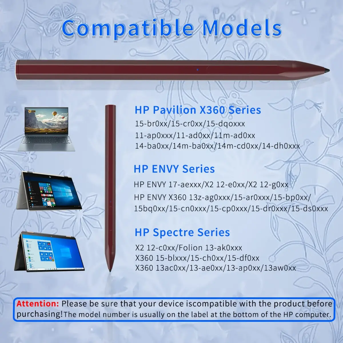 SSS·GRGB Rechargeable Stylus Pen for HP Laptops | Red, 14.6cm (0.9cm Diameter) - view 2