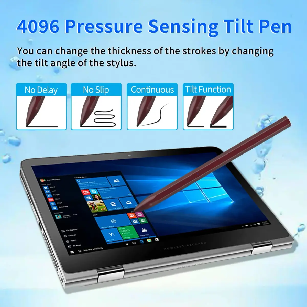 SSS·GRGB Rechargeable Stylus Pen for HP Laptops | Red, 14.6cm (0.9cm Diameter) - view 3