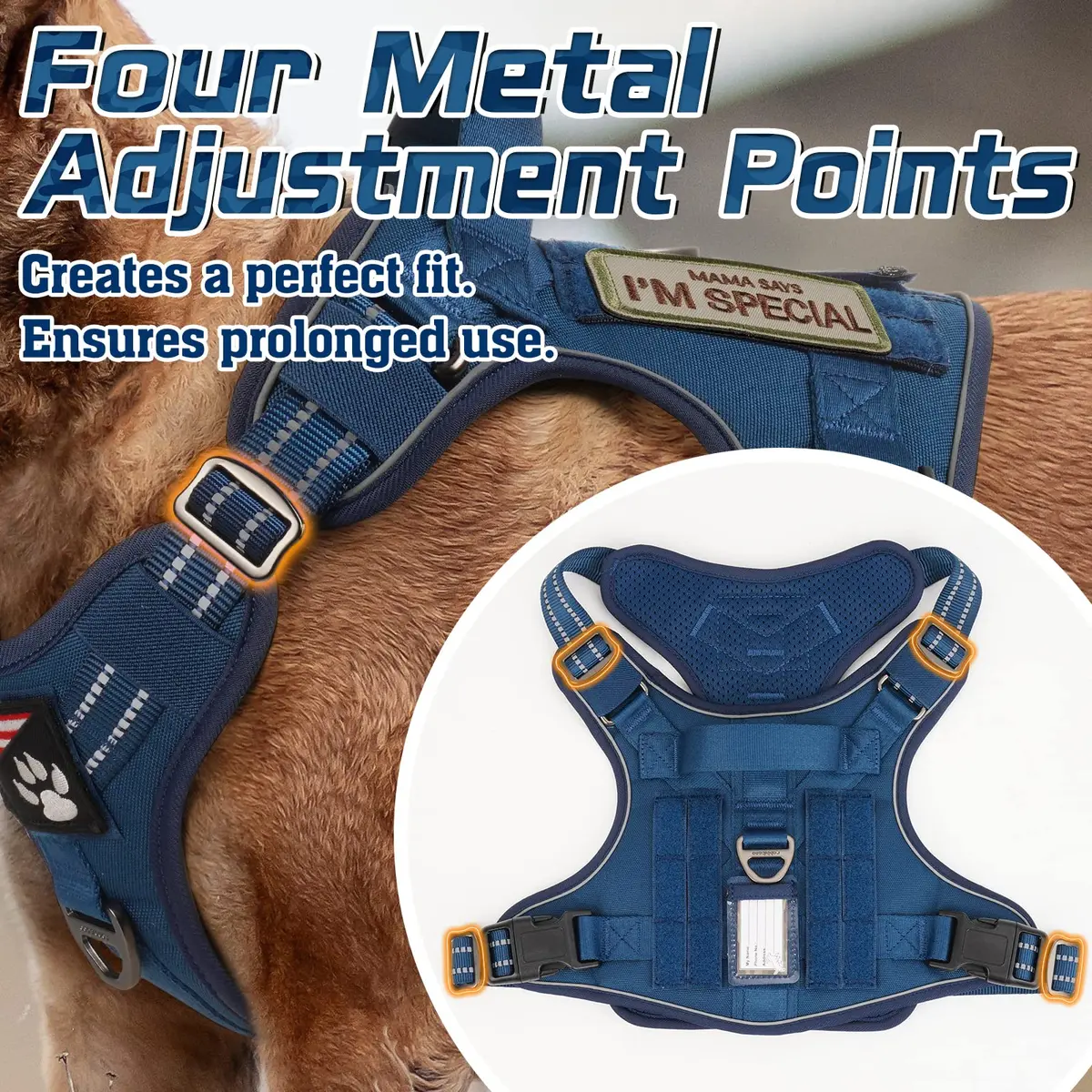 rabbitgoo Tactical Dog Harness for Large Dogs | No Pull Military Service Vest with MOLLE & Reflective Strips - view 2