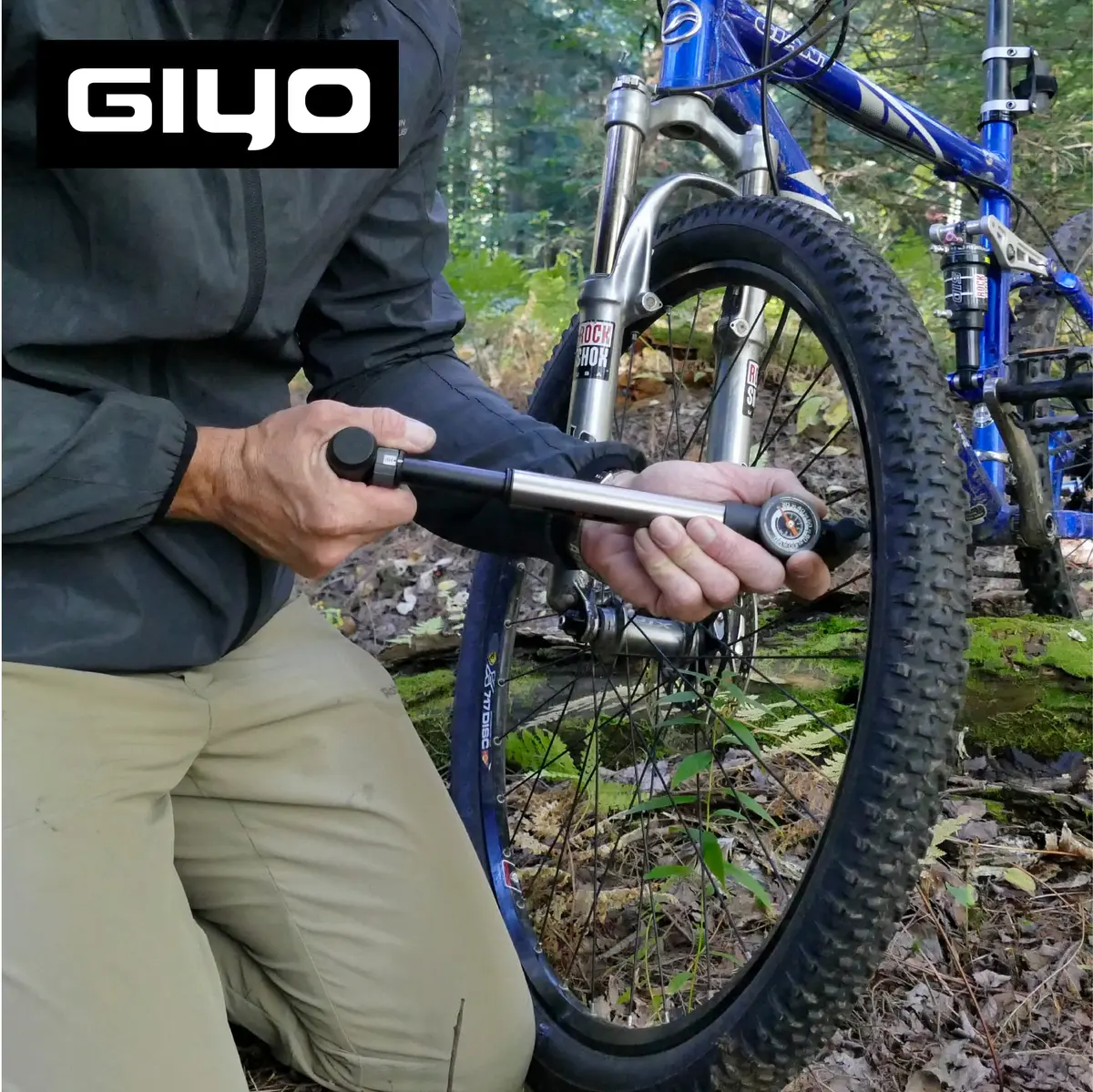 GIYO Mini Bike Pump with Gauge 2 Stage HP/HV 120 PSI | Easy Inflation for Road & MTB | Frame Mount Included | Taiwan Made (GP-993) - view 7