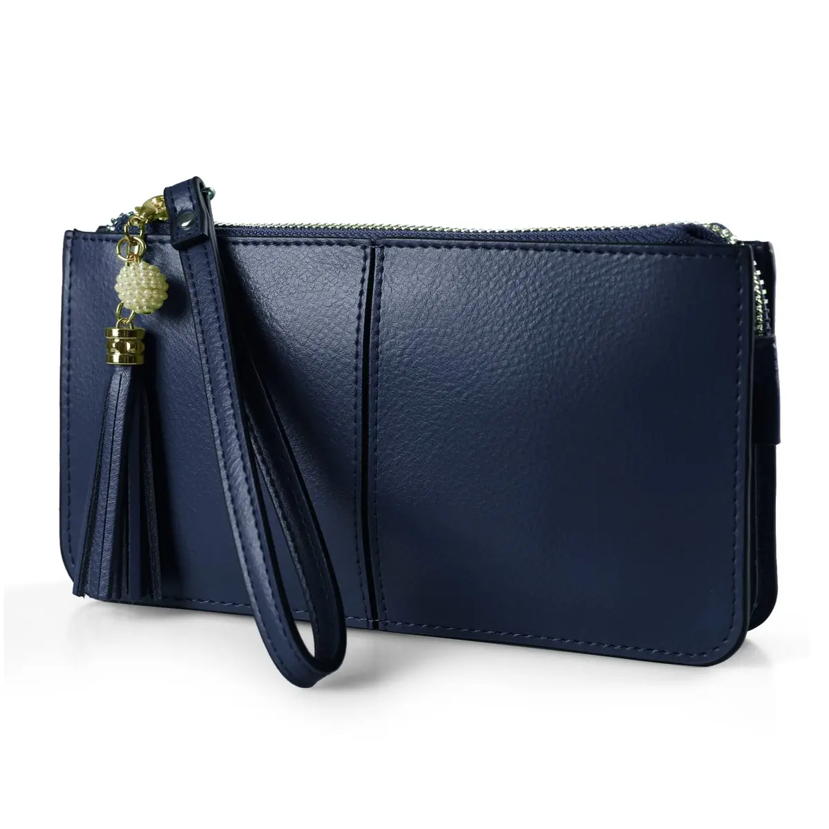 befen Genuine Leather Wristlet Clutch for Women Ultra-Slim Ladies Credit Card Holder Wallet Purses with RFID Protection (Navy Blue, 20.57cm x 10.92cm x 1.14cm) - main product image