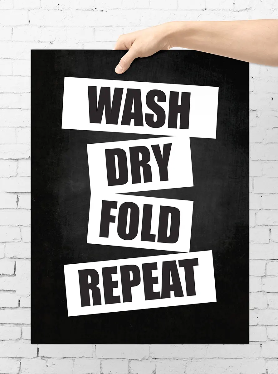 Inkdotpot Laundry Room Poster 8x10 Inch | Wash Dry Fold Repeat Wall Art for Home Laundry - view 2