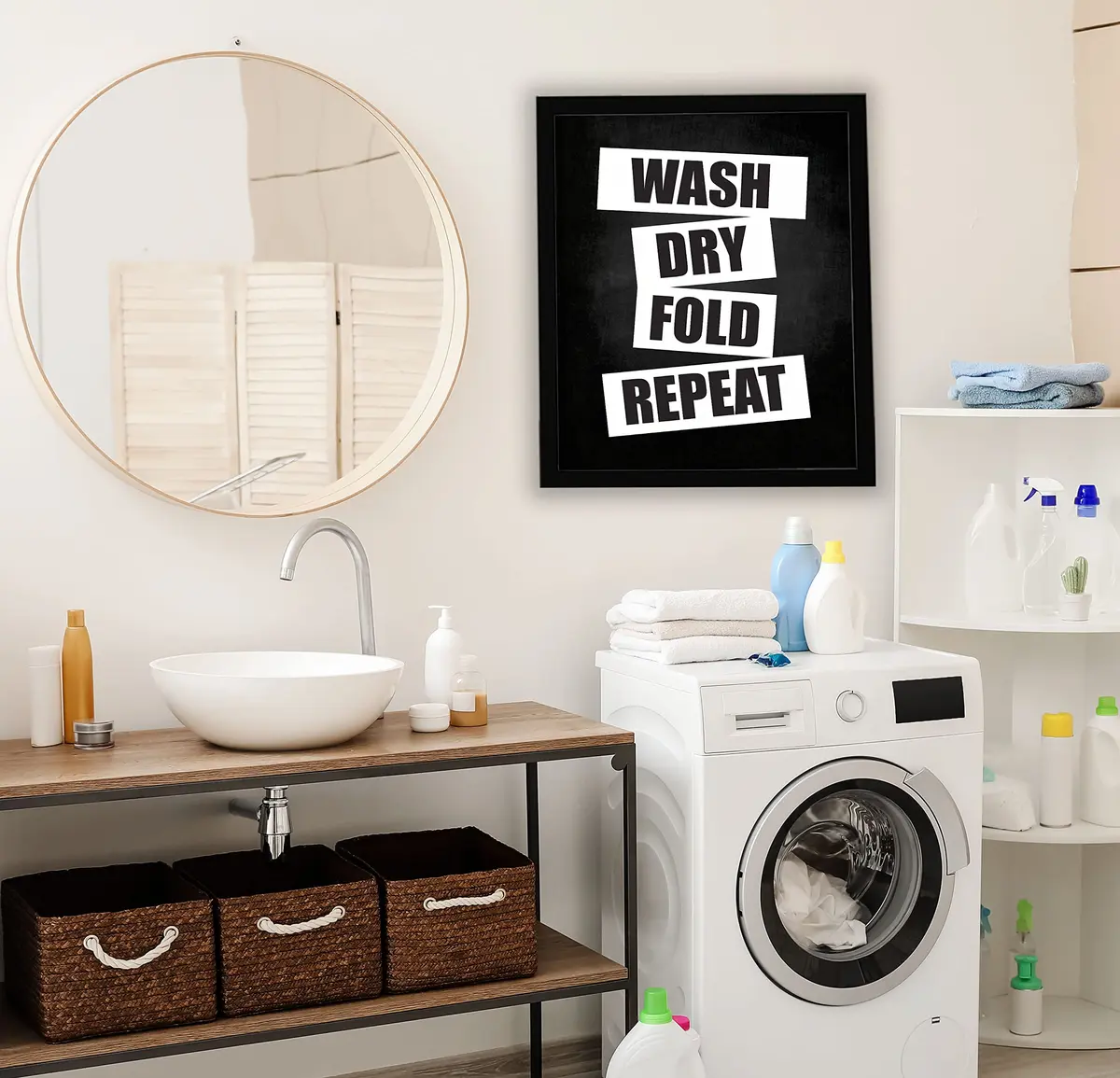 Inkdotpot Laundry Room Poster 8x10 Inch | Wash Dry Fold Repeat Wall Art for Home Laundry - view 3