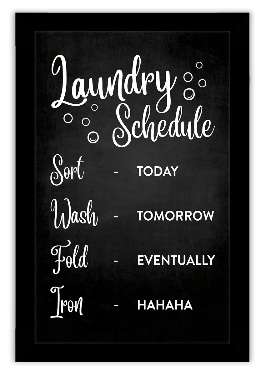 Inkdotpot Black Wall Art Poster with Frame | Modern Laundry Schedule for Home & Wash Area - main product image