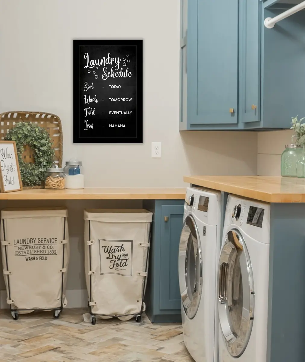 Inkdotpot Black Wall Art Poster with Frame | Modern Laundry Schedule for Home & Wash Area - view 5