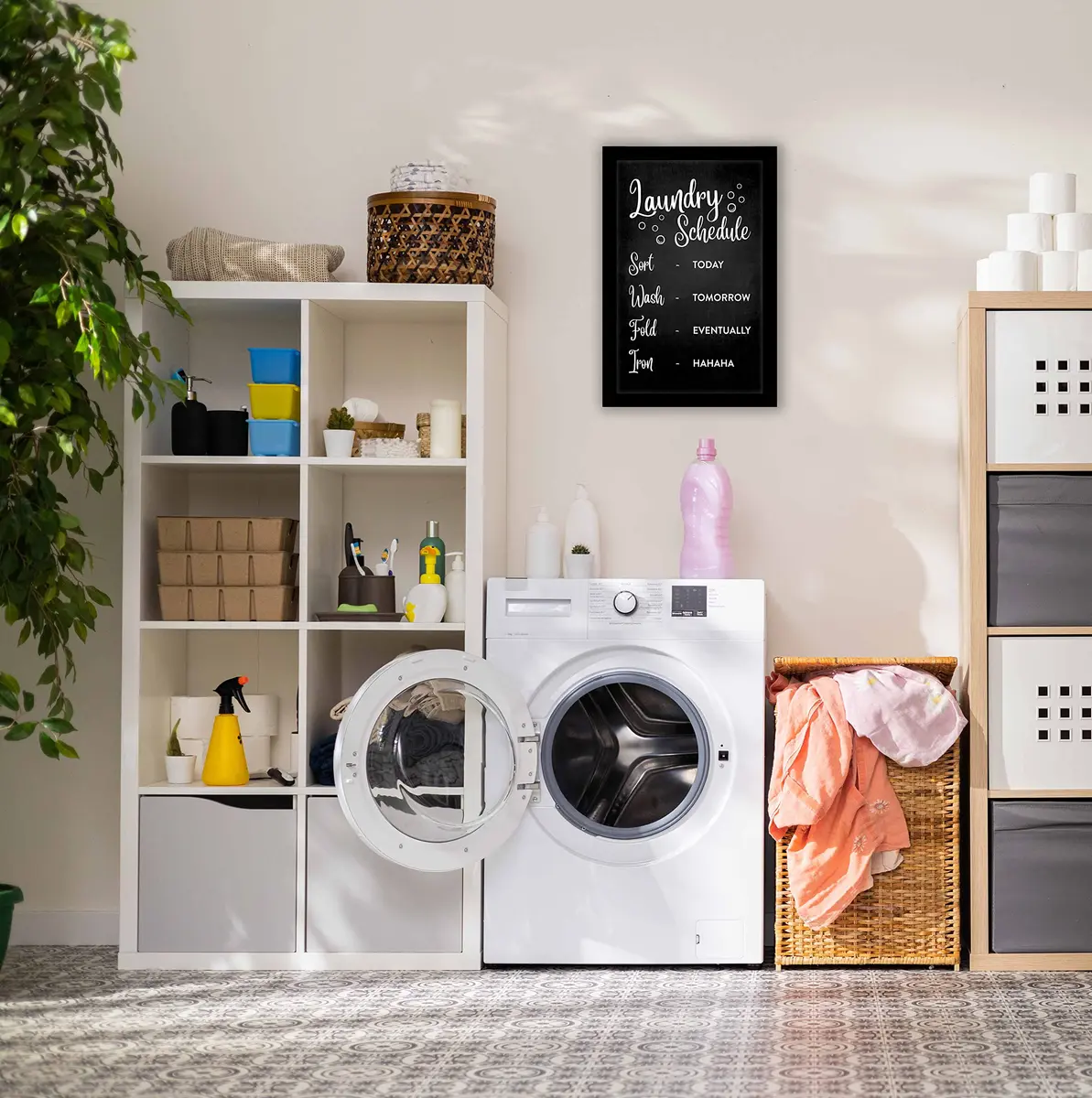 Inkdotpot Black Wall Art Poster with Frame | Modern Laundry Schedule for Home & Wash Area - view 7