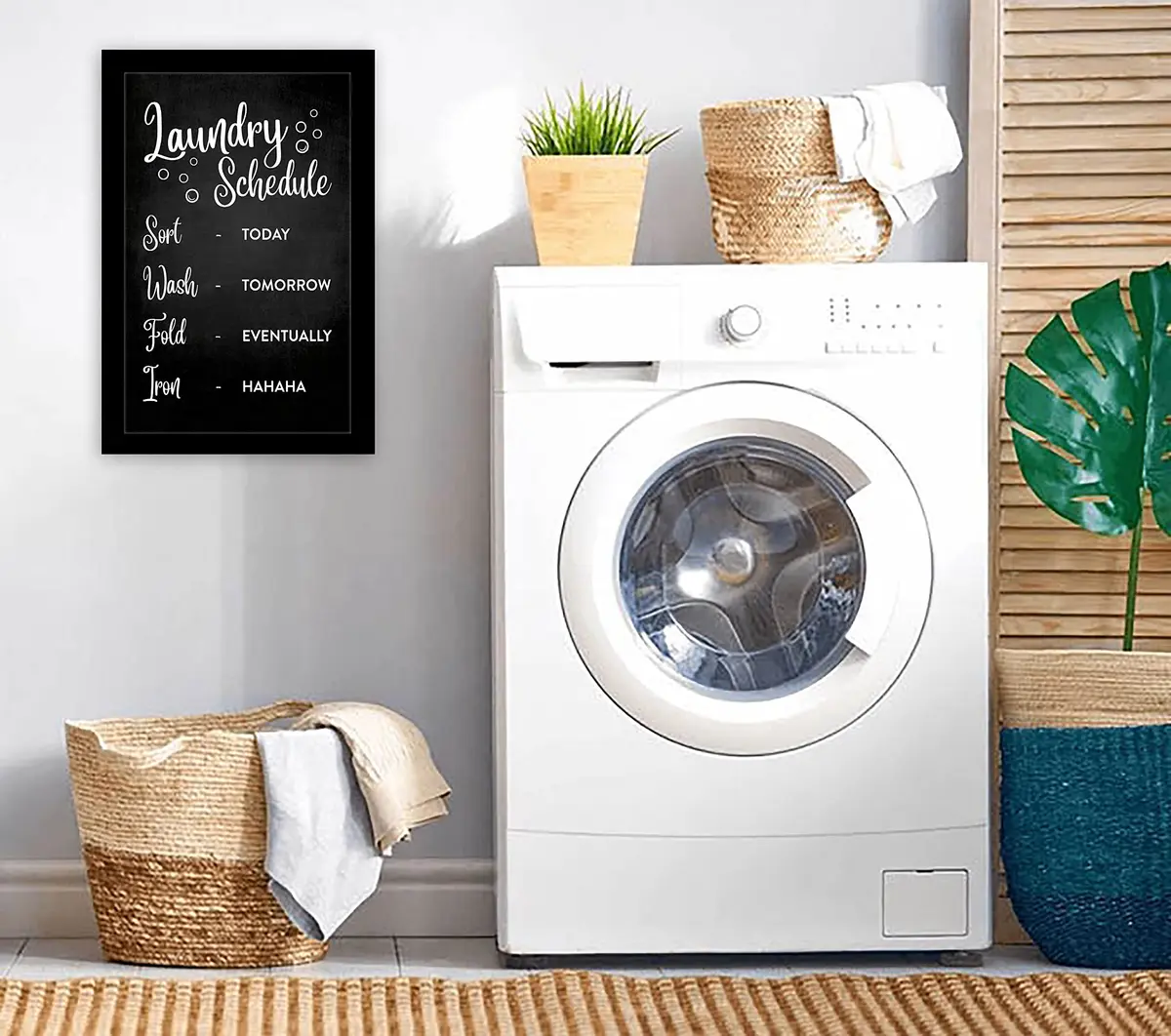 Inkdotpot Black Wall Art Poster with Frame | Modern Laundry Schedule for Home & Wash Area - view 2