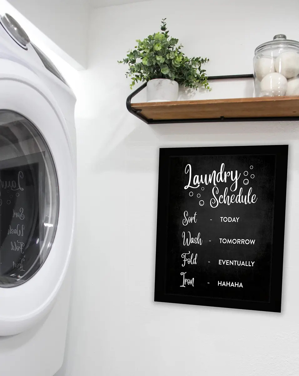 Inkdotpot Black Wall Art Poster with Frame | Modern Laundry Schedule for Home & Wash Area - view 4