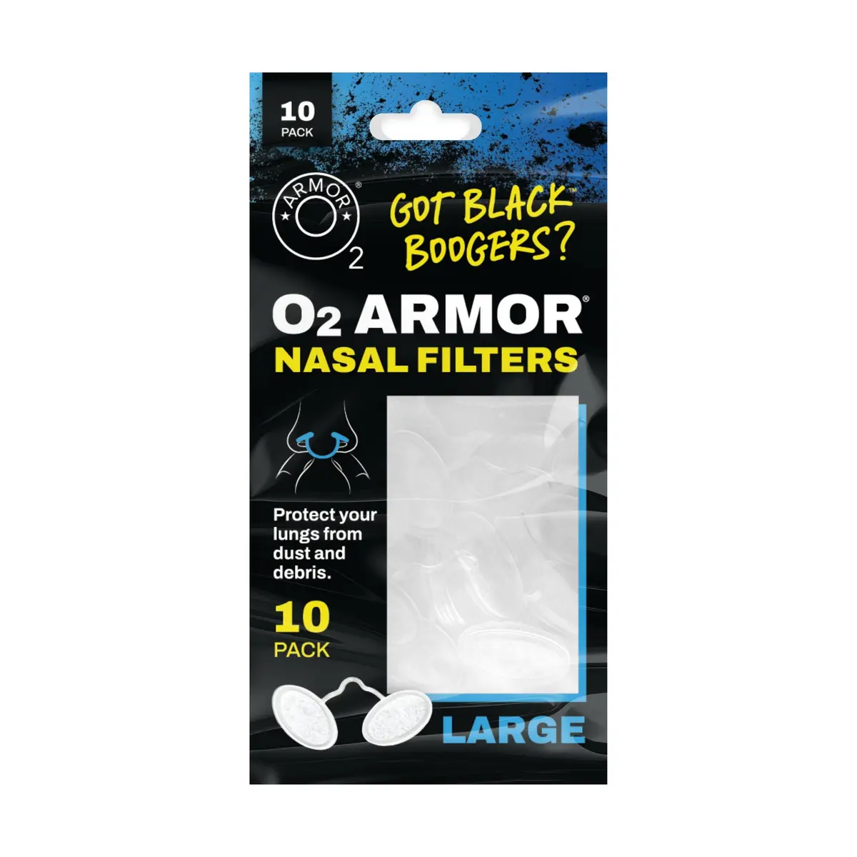 O2 Armor Nose Filters for Welding, Dust & Allergies (10 Pack, Large) | Capture 99% of Airborne Particles - main product image