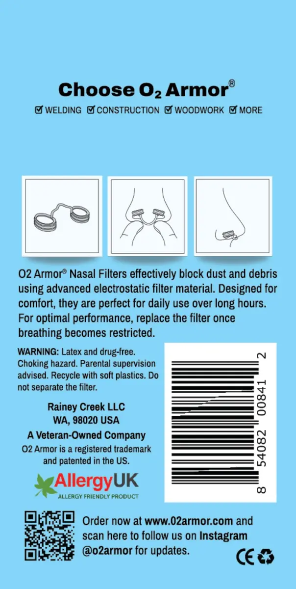 O2 Armor Nose Filters for Welding, Dust & Allergies (10 Pack, Large) | Capture 99% of Airborne Particles - view 6
