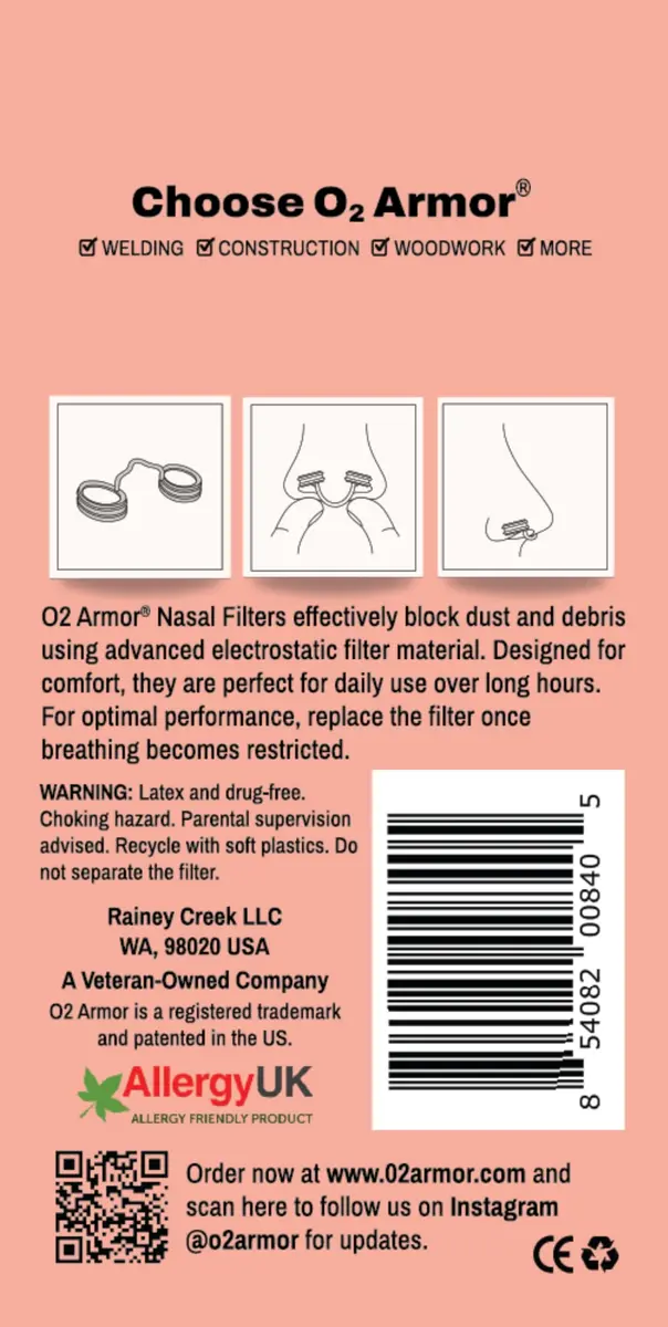 O2 Armor Nose Filters for Welding, Dust & Allergies | 10 Pack, Size Medium - view 6