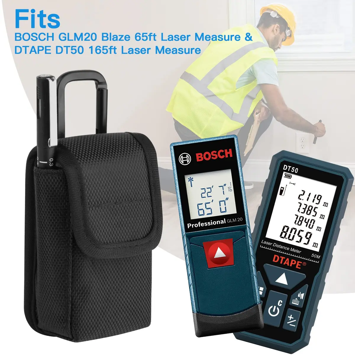 Homakover 1680D Nylon Laser Measure Case Fits Bosch GLM20, DTAPE DT50, GLM100-23 | 11.7 cm x 7.1 cm x 4.1 cm - view 3