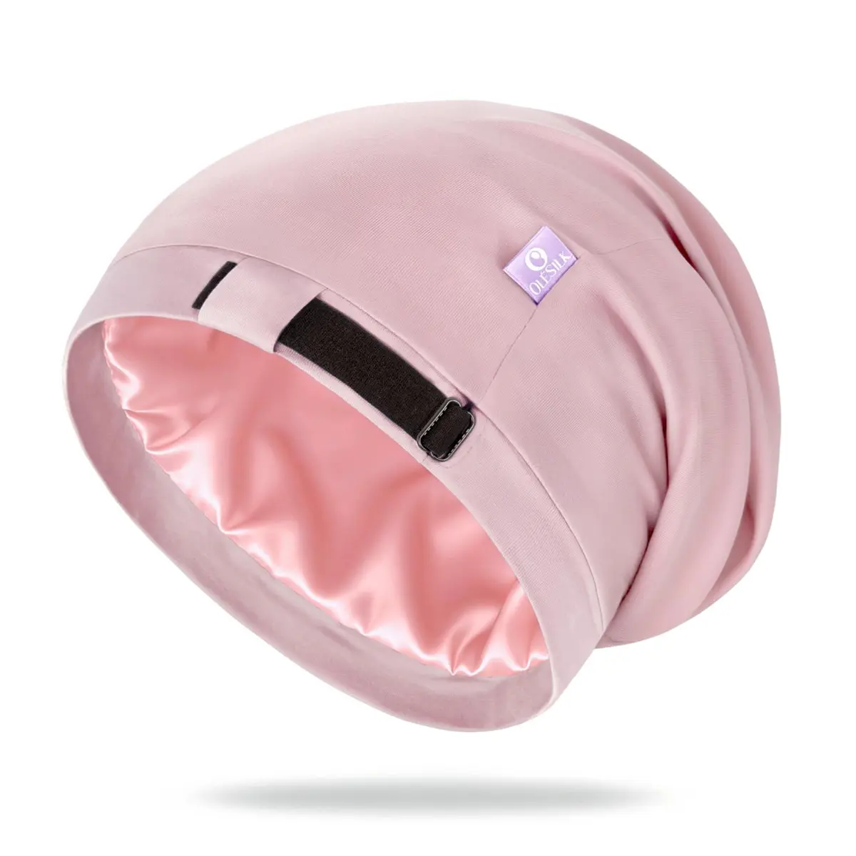 OLESILK Mulberry Silk Bonnet for Sleeping Women, Hair Wrap for Curly Hair Care, Pink (10.5 x 11.5 inches) - main product image