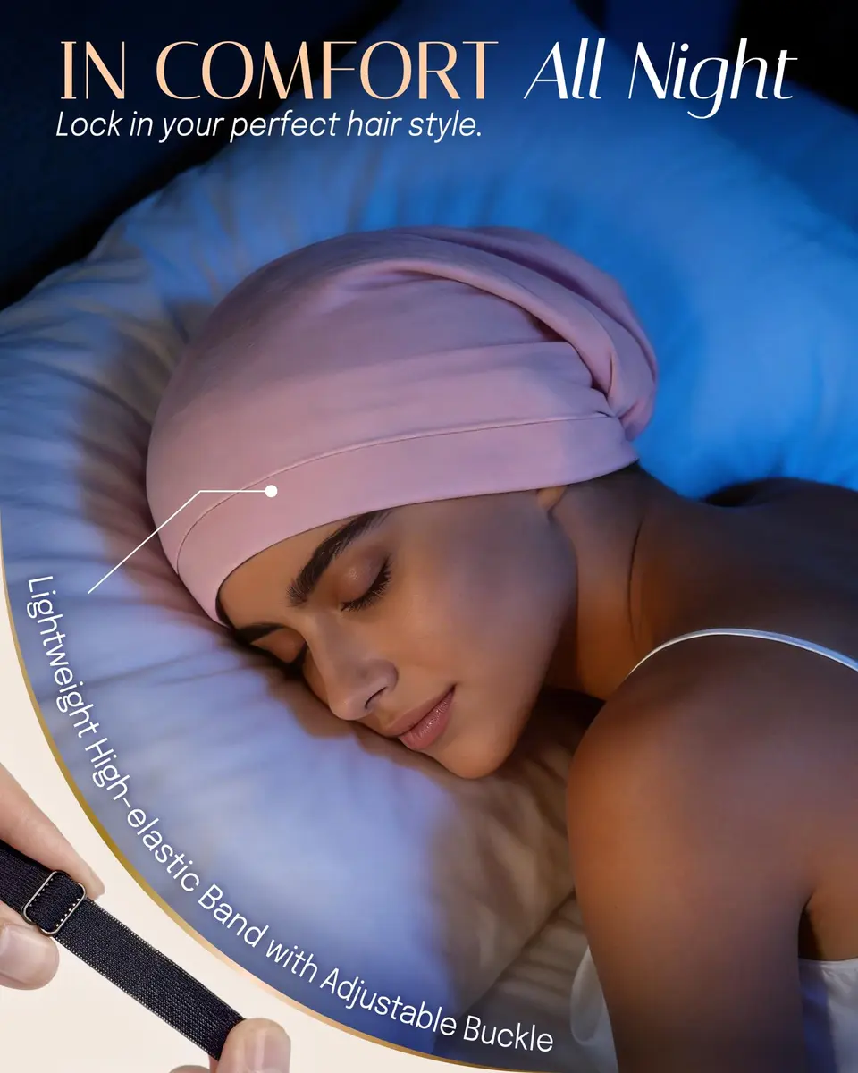 OLESILK Mulberry Silk Bonnet for Sleeping Women, Hair Wrap for Curly Hair Care, Pink (10.5 x 11.5 inches) - view 5
