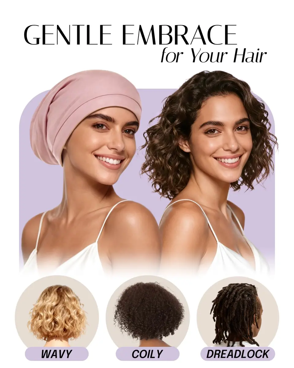 OLESILK Mulberry Silk Bonnet for Sleeping Women, Hair Wrap for Curly Hair Care, Pink (10.5 x 11.5 inches) - view 4